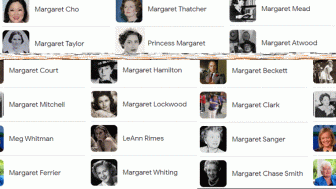 Headshots of famous women named Margaret